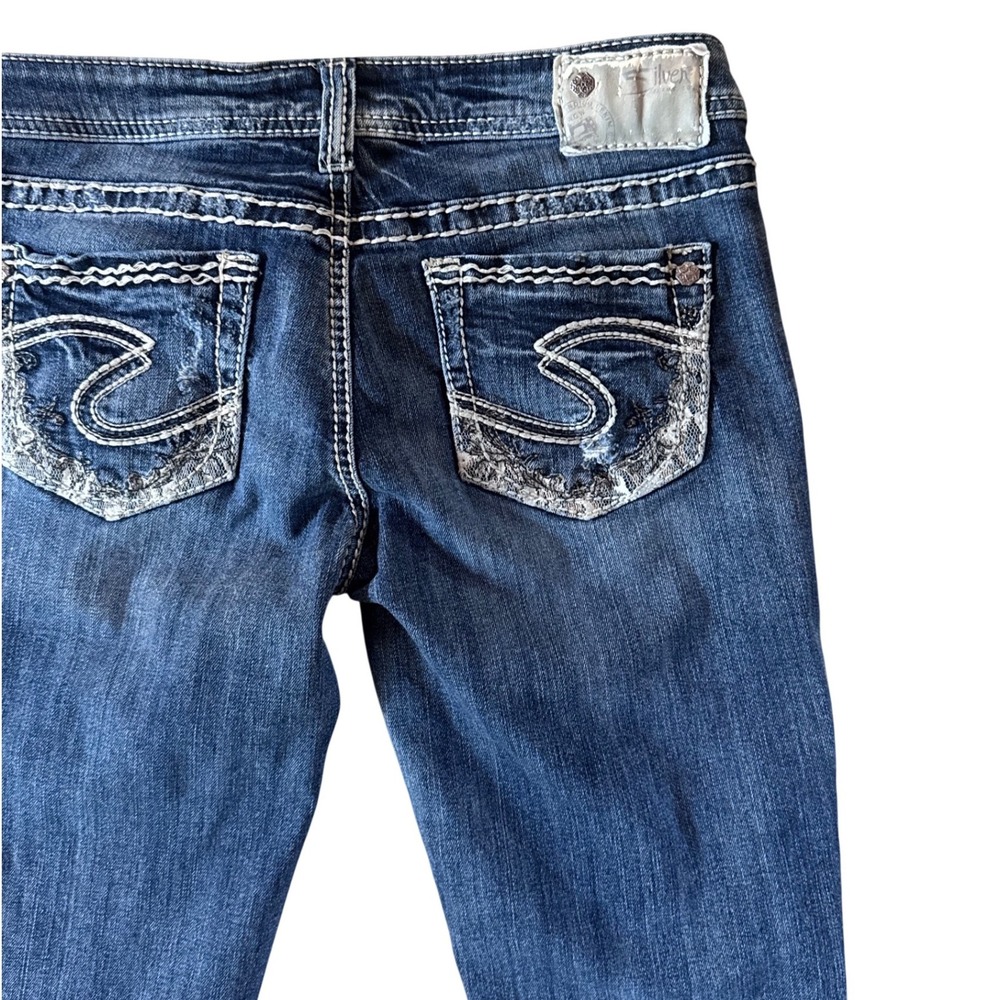 Silver Jeans Co Aiko Bootcut Distressed Medium Wash Thick Stitch Jeans Womens - Picture 5 of 8